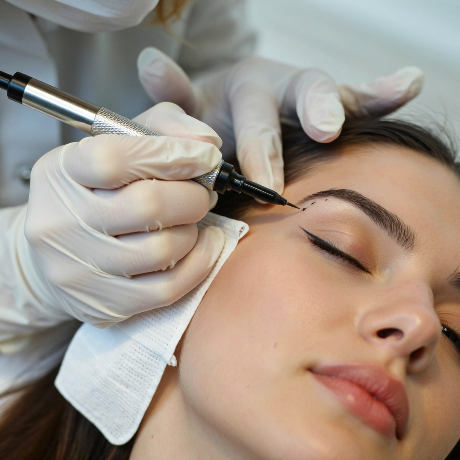 Microblading natural eyebrow hair strokes